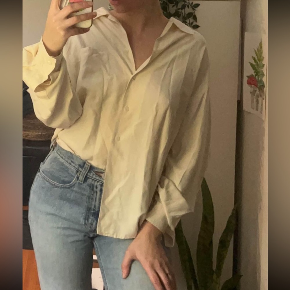 Seasons 100% silk long sleeve button up blouse